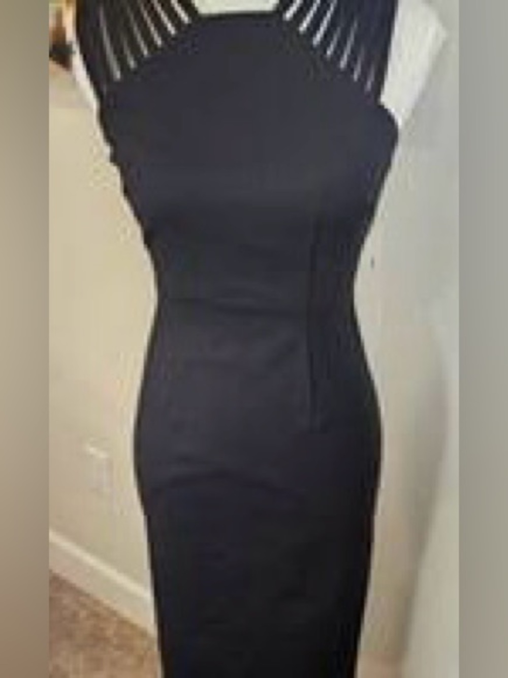 ANTONIO MELANI Dark Navy Strappy Midi Sheath Dress